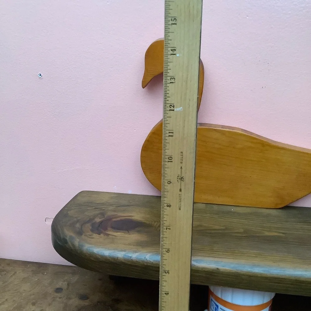 Vintage Pair Of Solid Wood Swan/Duck Wall Shelf Folk Art Decor 18w X 6.75d Read